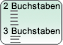 Nach Anzahl der Buchstaben sortierte Liste, jedes Wort unter dem anderen in einer Spalte und in aufsteigender Reihenfolge